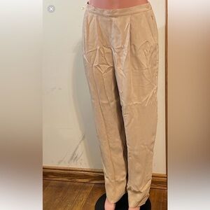 Talbots‎ Women size 12 Pants Lined Pin Striped Tan/Cream dressy side button NWT